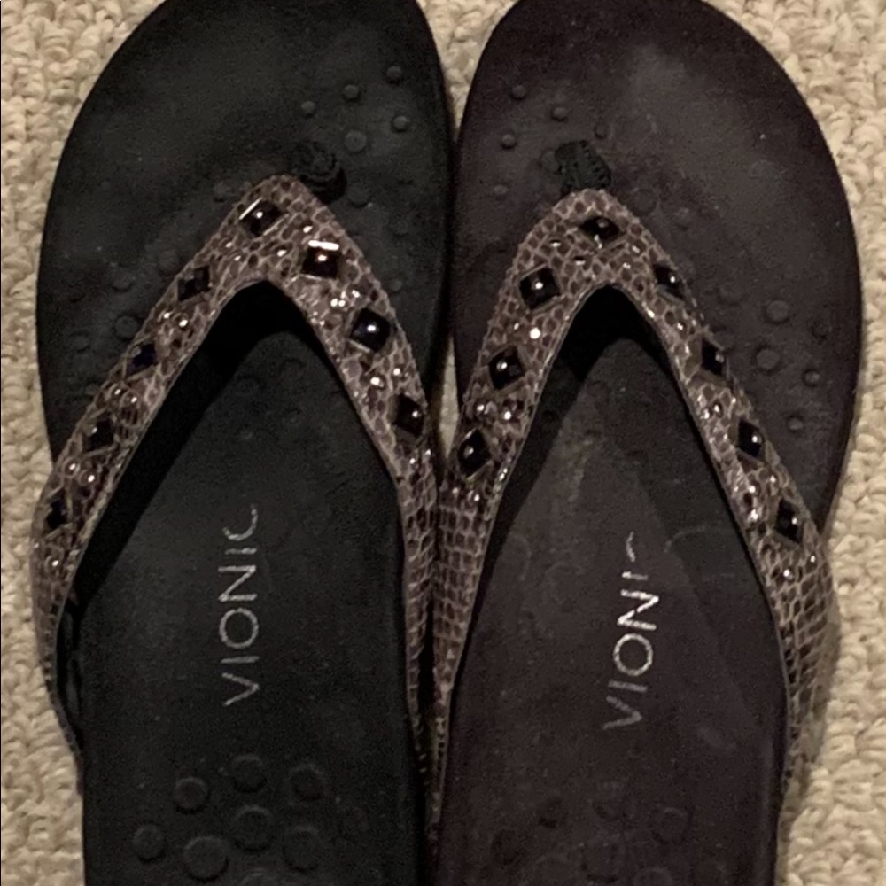 Women’s Vionic Black Suede Rhinestone Sandals